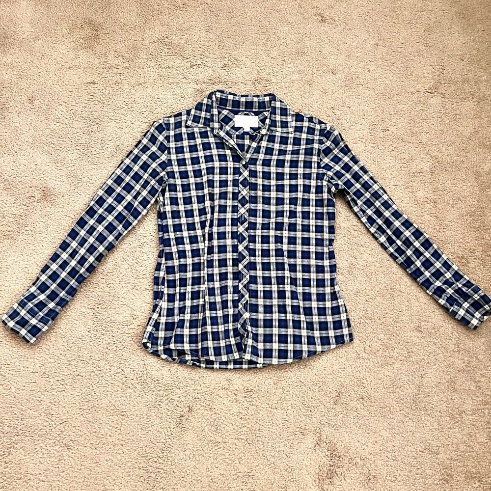 Banana Republic Blue and White plaid Button Down flannel Shirt